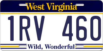WV license plate 1RV460