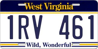 WV license plate 1RV461