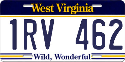 WV license plate 1RV462