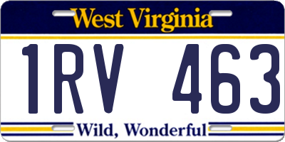 WV license plate 1RV463