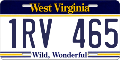 WV license plate 1RV465