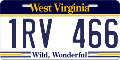 WV license plate 1RV466