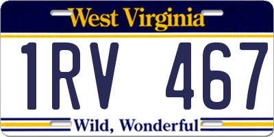 WV license plate 1RV467