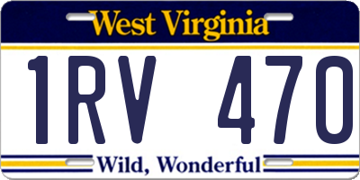 WV license plate 1RV470
