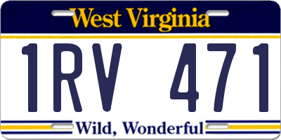 WV license plate 1RV471