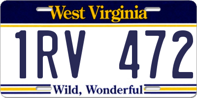 WV license plate 1RV472
