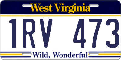 WV license plate 1RV473