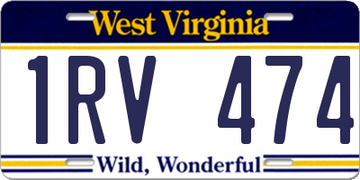 WV license plate 1RV474