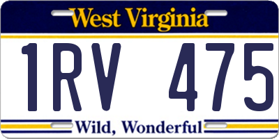 WV license plate 1RV475