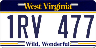 WV license plate 1RV477