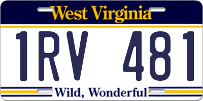 WV license plate 1RV481