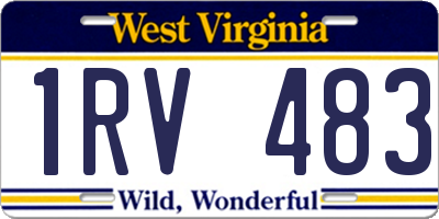 WV license plate 1RV483