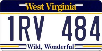 WV license plate 1RV484