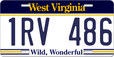 WV license plate 1RV486