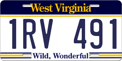 WV license plate 1RV491