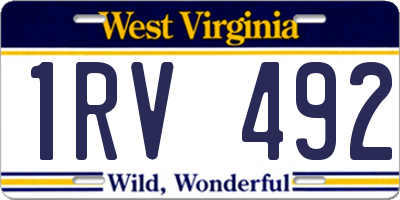 WV license plate 1RV492