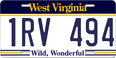 WV license plate 1RV494