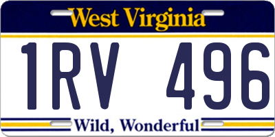 WV license plate 1RV496
