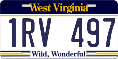 WV license plate 1RV497