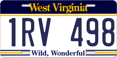 WV license plate 1RV498