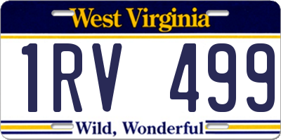 WV license plate 1RV499