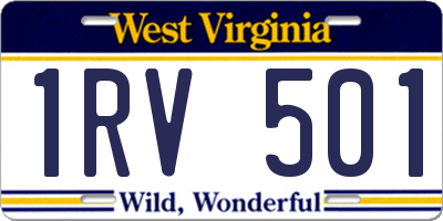 WV license plate 1RV501