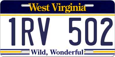 WV license plate 1RV502