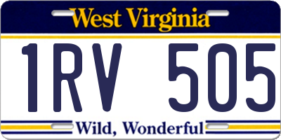WV license plate 1RV505