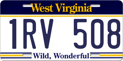 WV license plate 1RV508