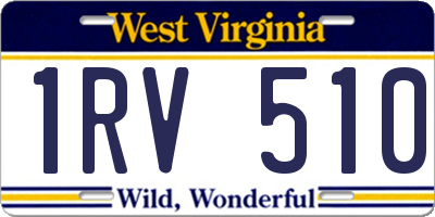 WV license plate 1RV510