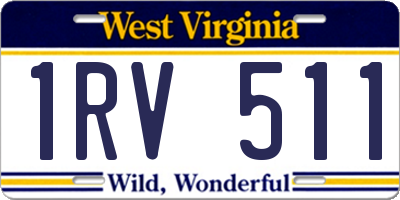 WV license plate 1RV511