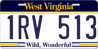 WV license plate 1RV513