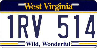 WV license plate 1RV514