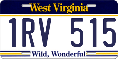 WV license plate 1RV515