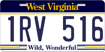 WV license plate 1RV516