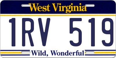 WV license plate 1RV519