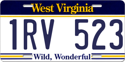 WV license plate 1RV523
