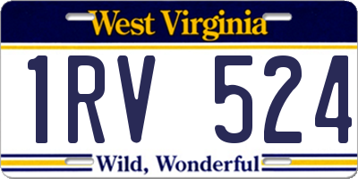 WV license plate 1RV524
