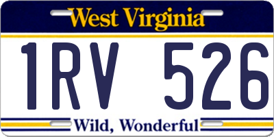 WV license plate 1RV526