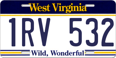 WV license plate 1RV532