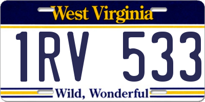 WV license plate 1RV533