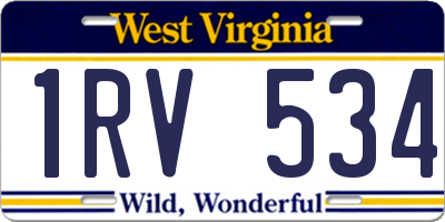 WV license plate 1RV534