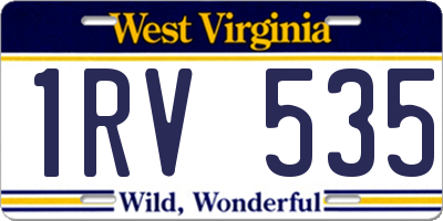 WV license plate 1RV535