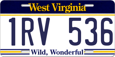 WV license plate 1RV536