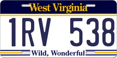 WV license plate 1RV538