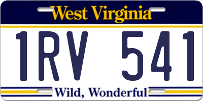 WV license plate 1RV541