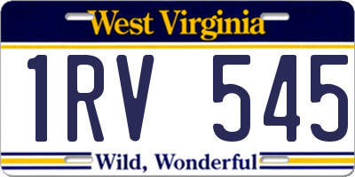 WV license plate 1RV545