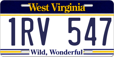 WV license plate 1RV547
