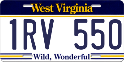 WV license plate 1RV550