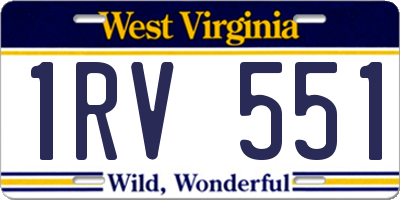 WV license plate 1RV551